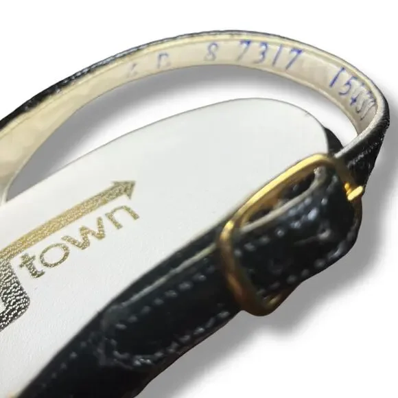 Vintage Mervyn’s ‘About Town’ Black & Gold Sandal Heels – Size 6 - Picture 9 of 11